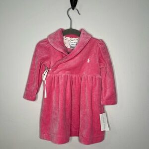 NWT Ralph Lauren Pink Velour Baby Dress